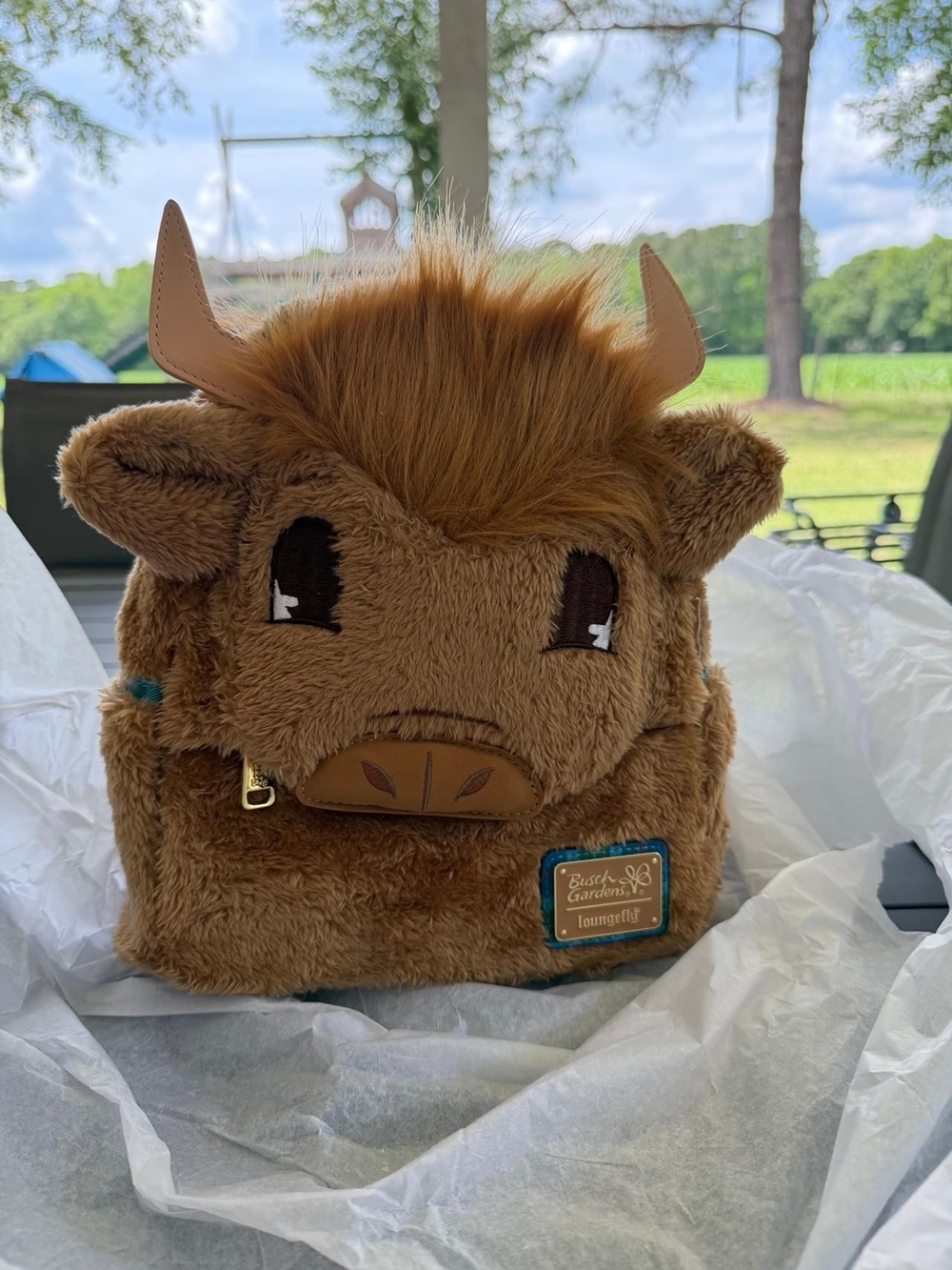 Loungefly Brown Plush Buffalo Backpack with Tan Horns